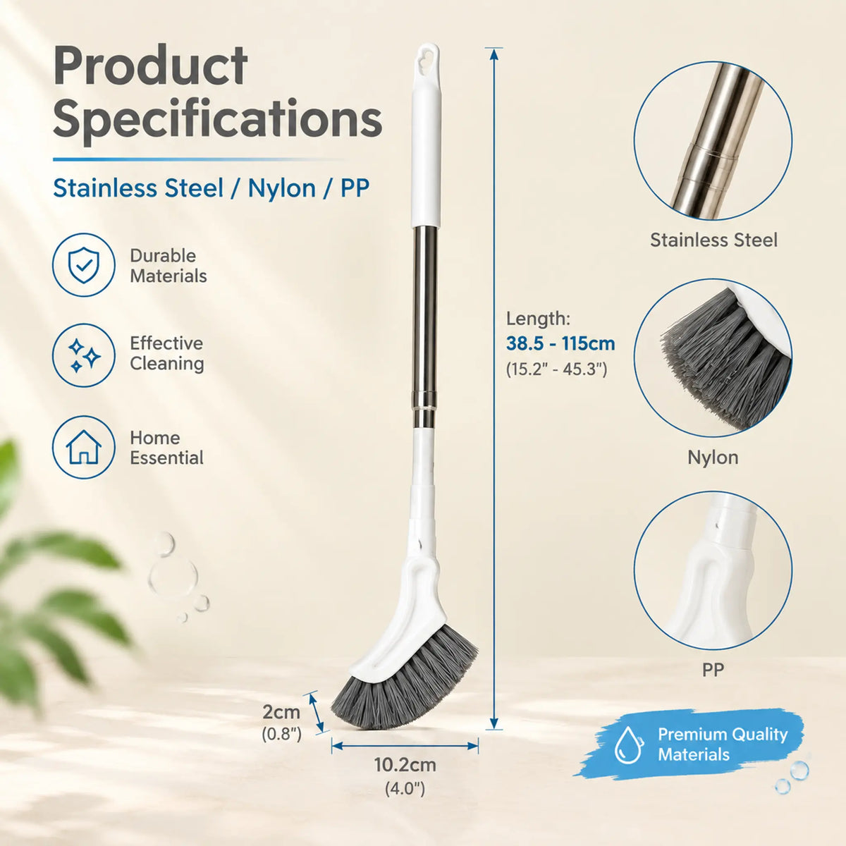 Adjustable Length Stainless Steel Telescopic Long Handle Crevice Cleaning Brush ๐งน
