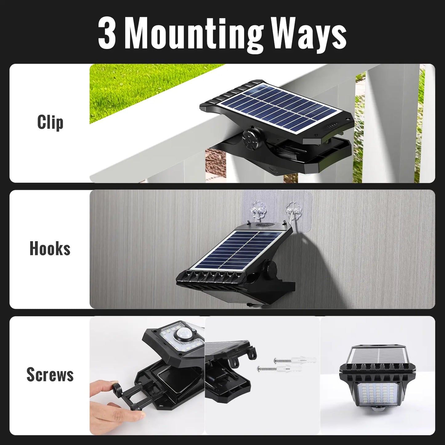 Solar Clip Lights with Motion Sensor,IP65 Waterproof Wireless Security Lighting for Yard, 4-Color Adjustable Outdoor Solar Flashlight with Remote Durable High Lumens 2 Pack