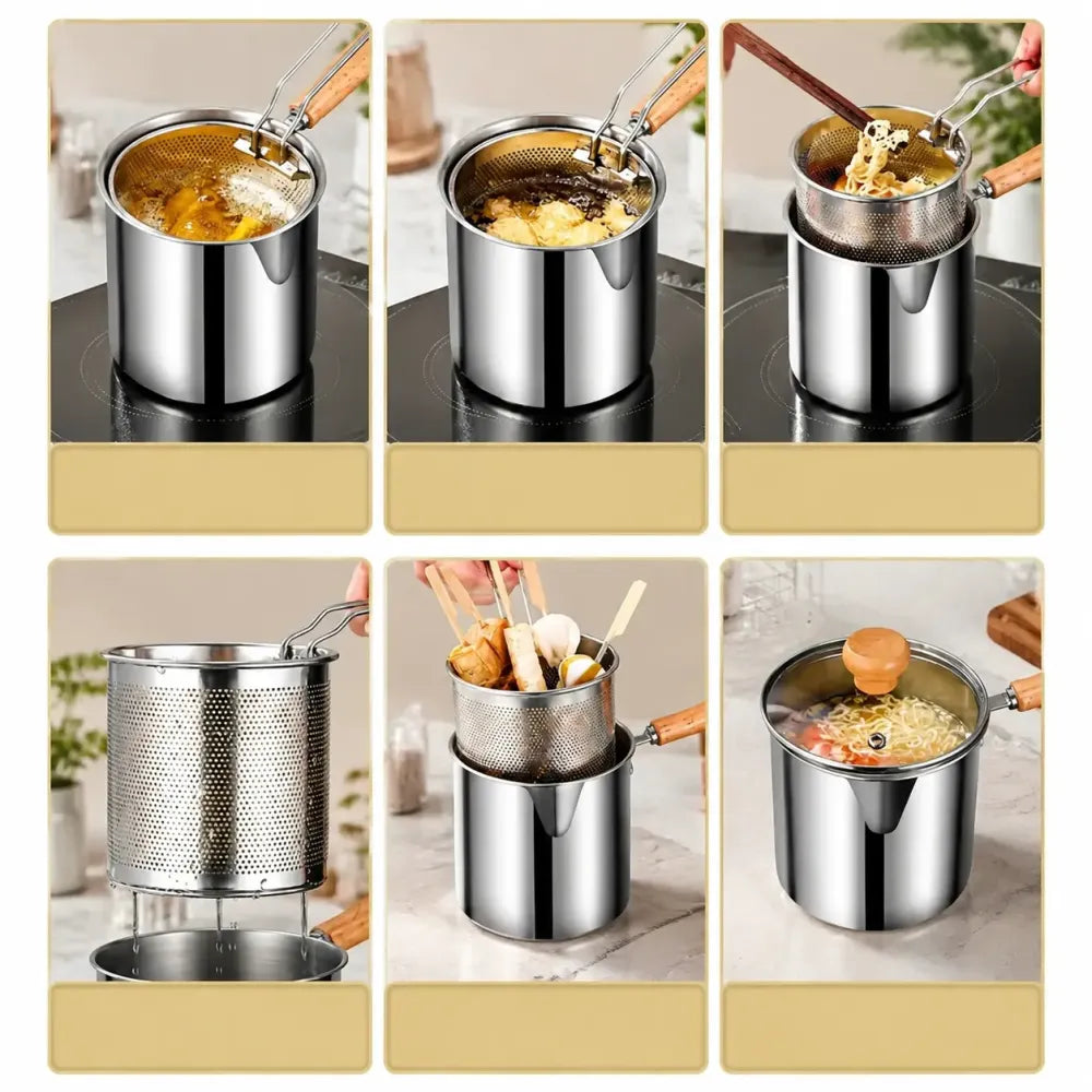 🔥HOT SALE🔥Compact Stainless Steel Deep Fryer Pot Set