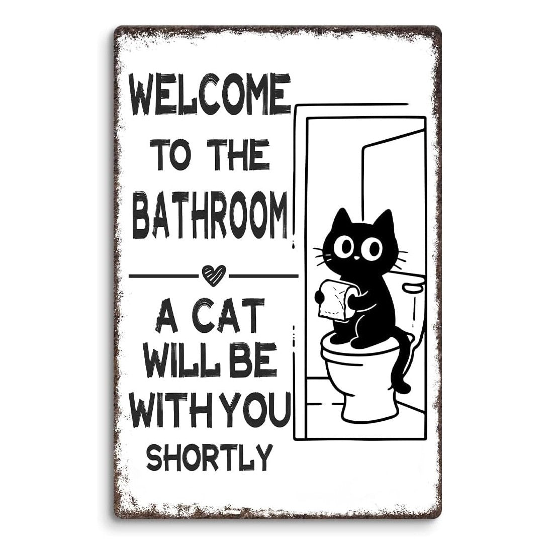 🐾💕 Vintage Cat Bathroom Sign - "Welcome to the Bathroom"