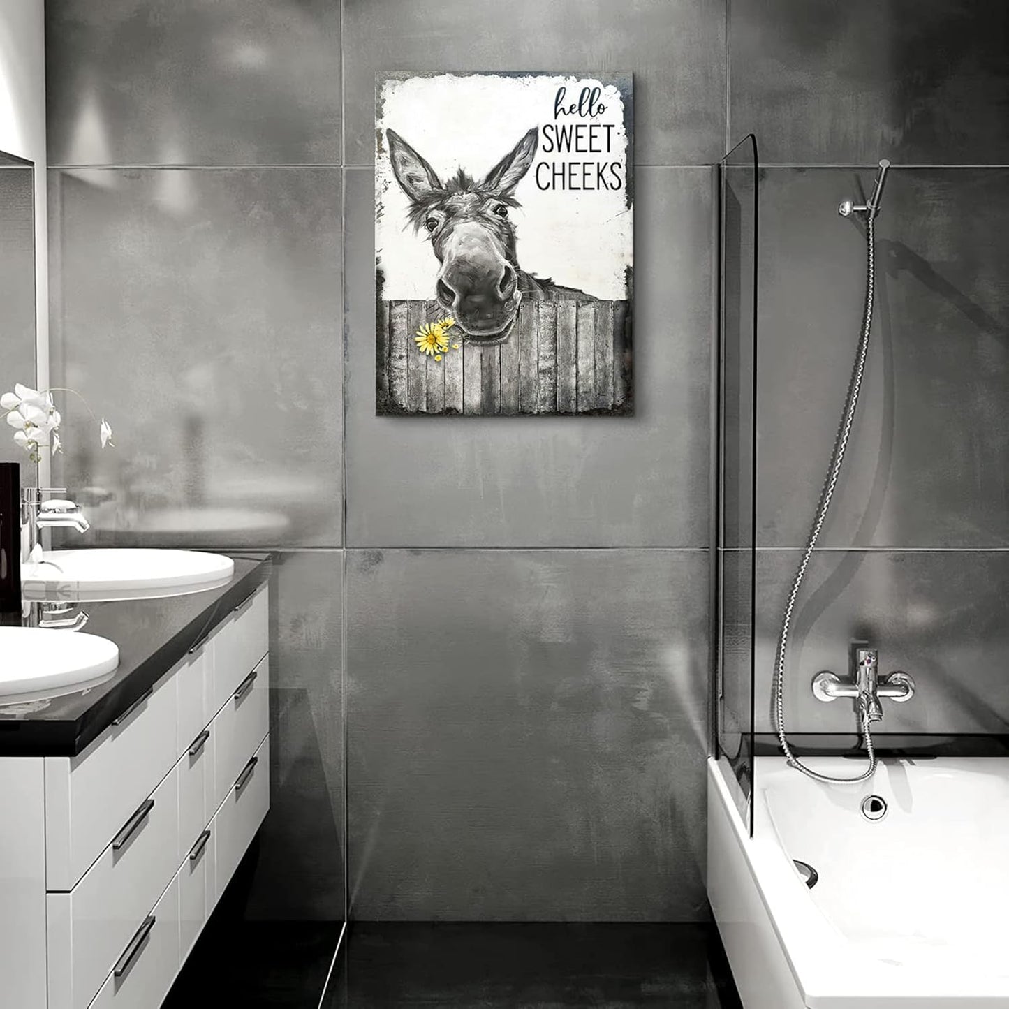 🚽Funny Bathroom Wall Art - "Nice Ass" Donkey Print