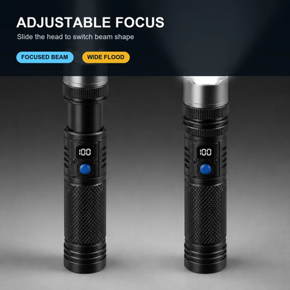 Rechargeable Zoom Flashlight with Digital Display & Power Bank