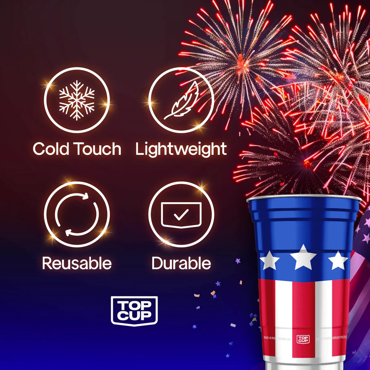 🇺🇸✨ 250th Anniversary Patriotic Aluminum Party Cups – Reusable Red, White & Blue Celebration Tumblers 🎆🥤