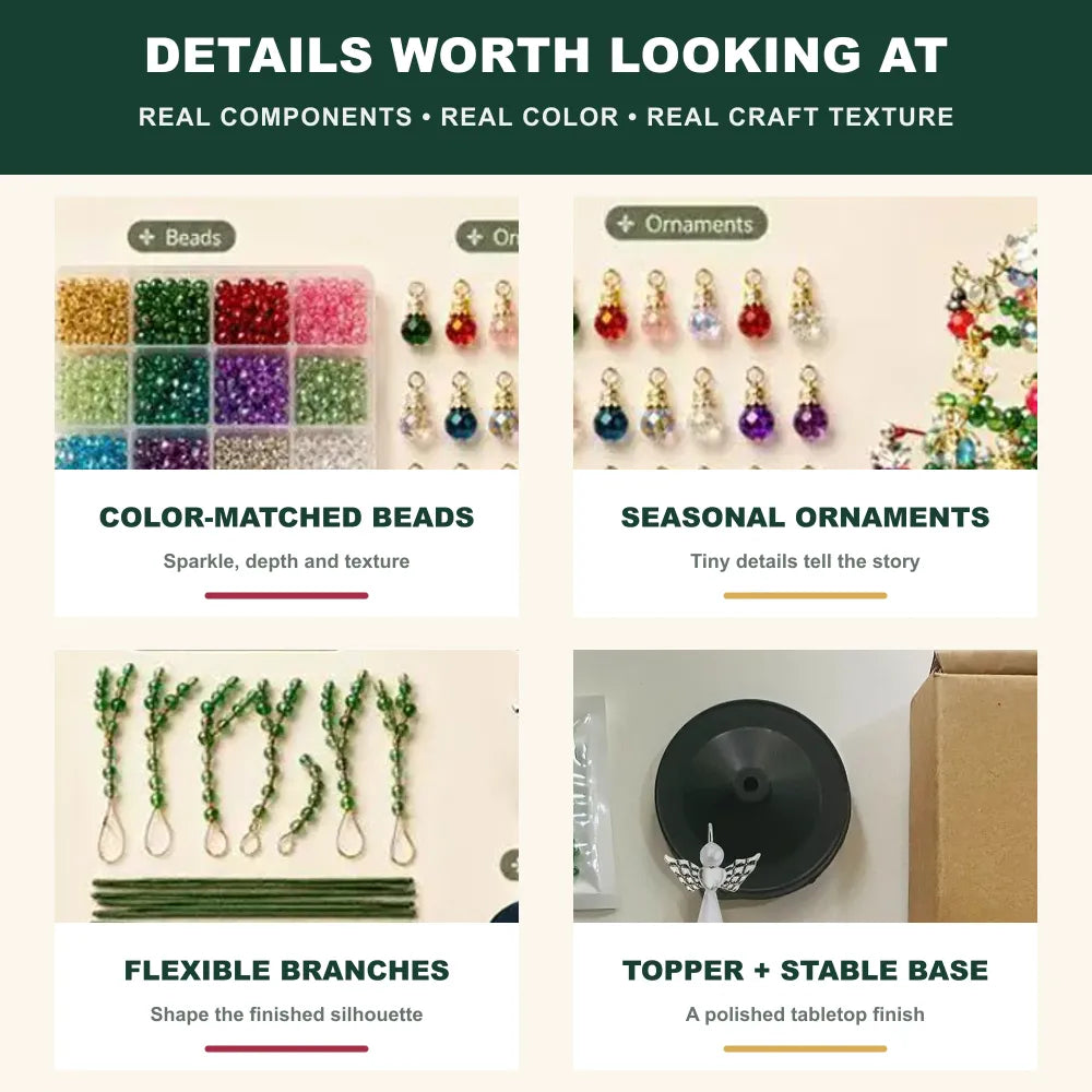 🔥HOT SALE🔥DIY Lighted Beaded Tabletop Tree Craft Kit