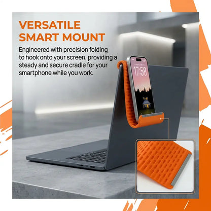 Portable Foldable Silicone Phone Holder, Bendable Freely into Any Shape, Multi-Angle Adjustable Stand for Mobile Phone, Tablet, Laptop, Anti-Slip Desktop Mount, Universal Fit, Home Office Travel Use, Orange Black