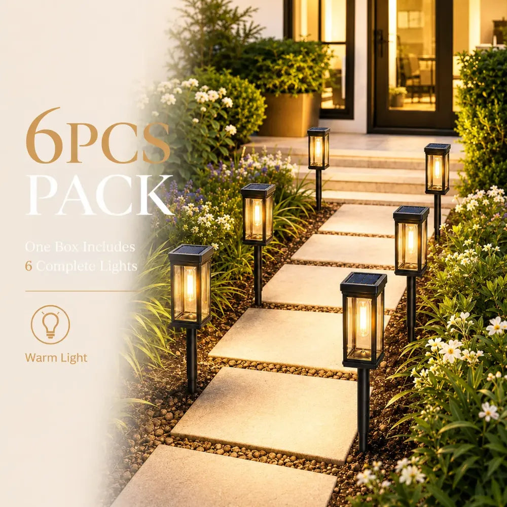 6-Pack Solar Pathway Lights - Warm White or Cool White