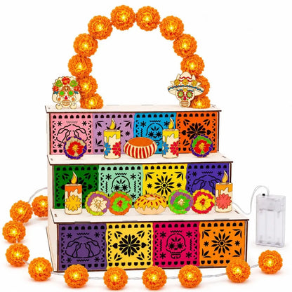 🔥hot-sale🔥3-Tier Day of the Dead Wooden Altar Display Set