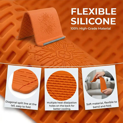 Portable Foldable Silicone Phone Holder, Bendable Freely into Any Shape, Multi-Angle Adjustable Stand for Mobile Phone, Tablet, Laptop, Anti-Slip Desktop Mount, Universal Fit, Home Office Travel Use, Orange Black