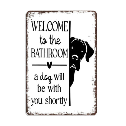 🐾💕 Vintage Cat Bathroom Sign - "Welcome to the Bathroom"