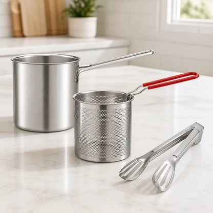 🔥HOT SALE🔥Compact Stainless Steel Deep Fryer Pot Set