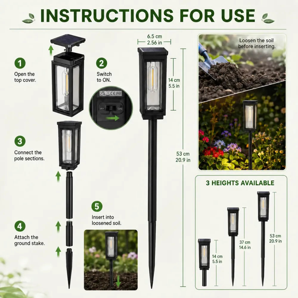 6-Pack Solar Pathway Lights - Warm White or Cool White