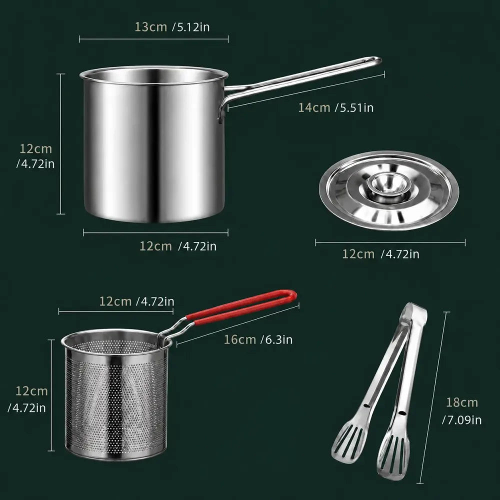 🔥HOT SALE🔥Compact Stainless Steel Deep Fryer Pot Set