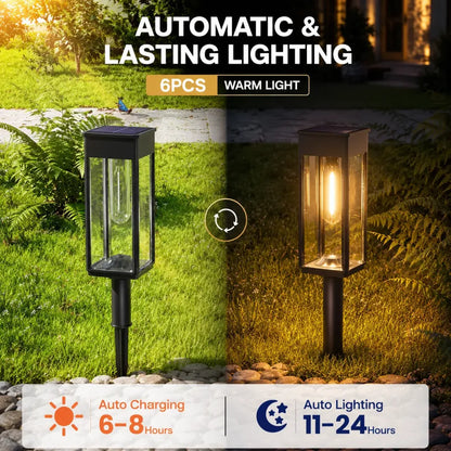 6-Pack Solar Pathway Lights - Warm White or Cool White