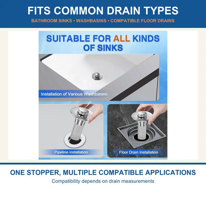Universal Pop-Up Sink Drain Stopper with Stainless Steel Mesh Basket