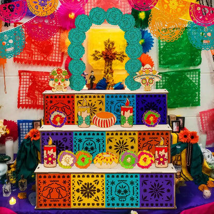 🔥hot-sale🔥3-Tier Day of the Dead Wooden Altar Display Set