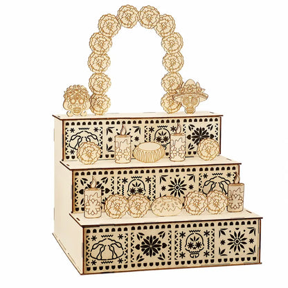 🔥hot-sale🔥3-Tier Day of the Dead Wooden Altar Display Set
