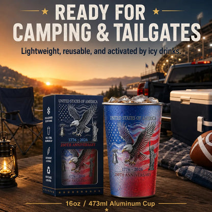 🦅🎉USA 250th Anniversary Color Changing Cup |  Pour Ice-Cold Beer 🎉