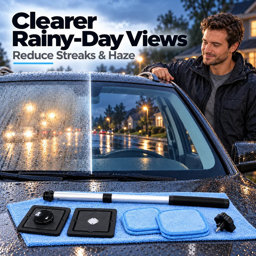 Dual Magnetic Car Windshield Cleaner | Streak-Free Auto Glass Cleaning Kit