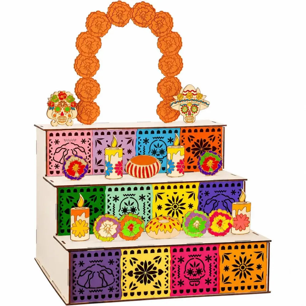 🔥hot-sale🔥3-Tier Day of the Dead Wooden Altar Display Set