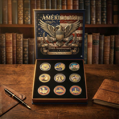 🔥LAST DAY 55% OFF✨9PCS USA 250th Anniversary Commemorative Coin Gift Set