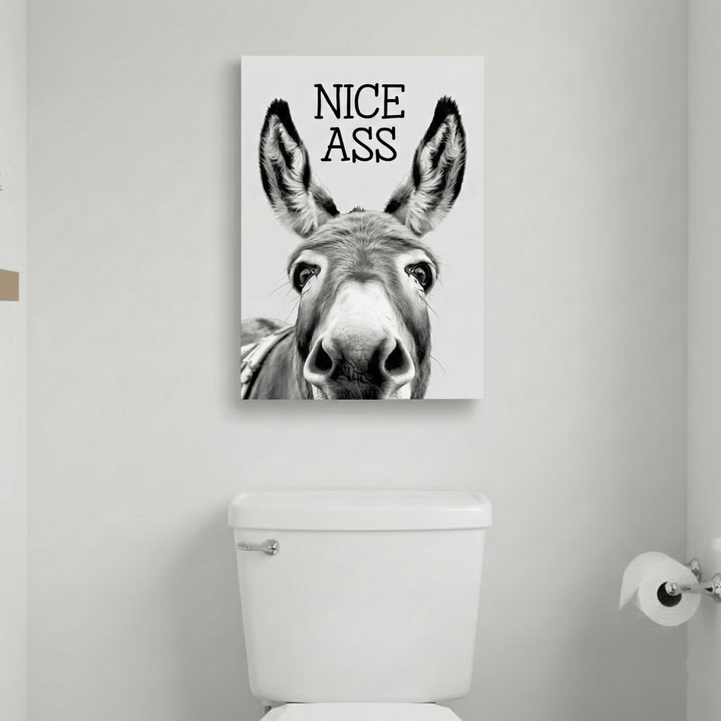 🚽Funny Bathroom Wall Art - "Nice Ass" Donkey Print