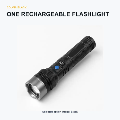 Rechargeable Zoom Flashlight with Digital Display & Power Bank